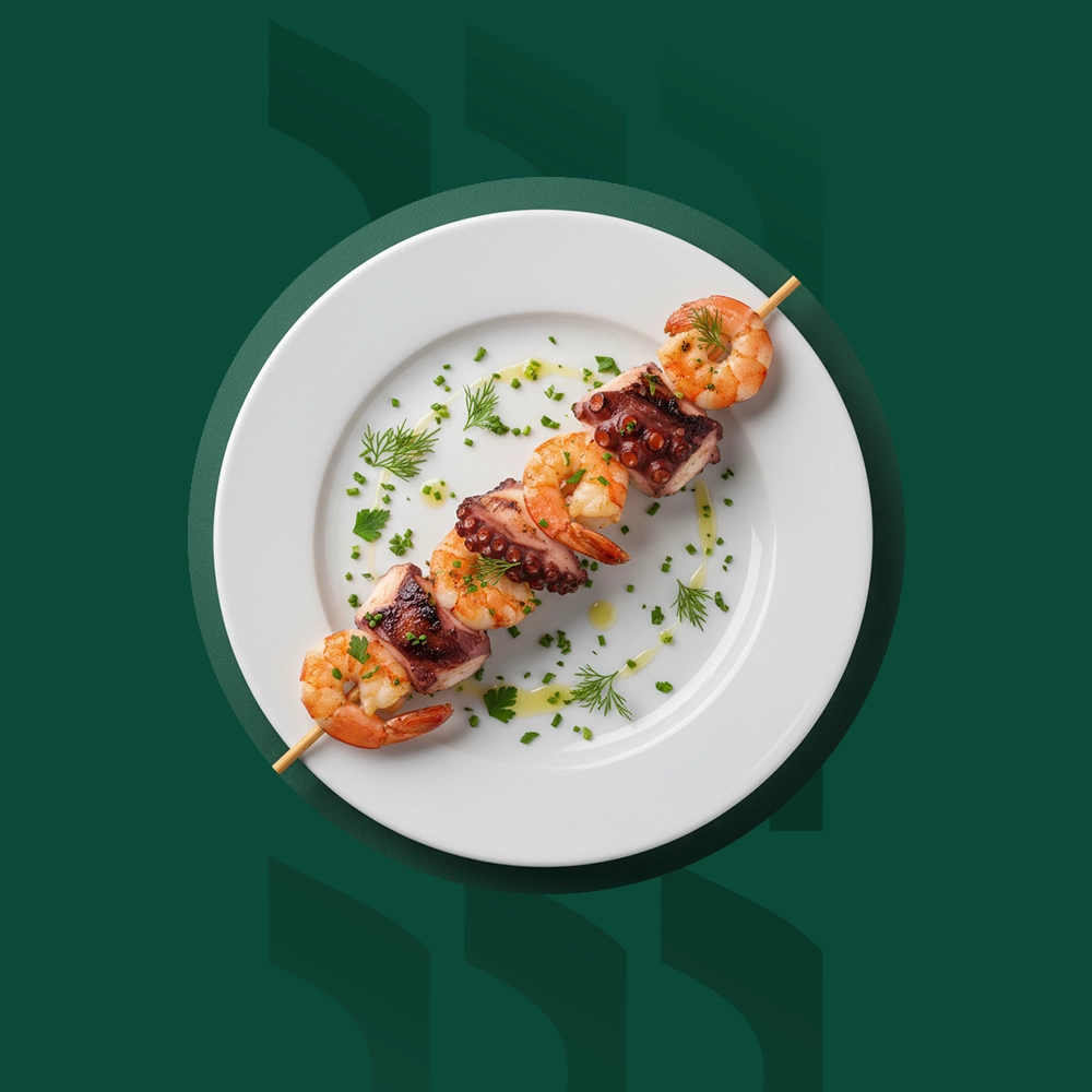 Espetada de Polvo e Camarão