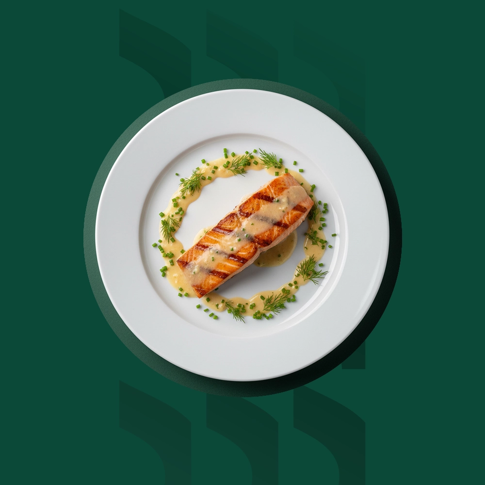 Salmão na Brasa com Molho de Alho